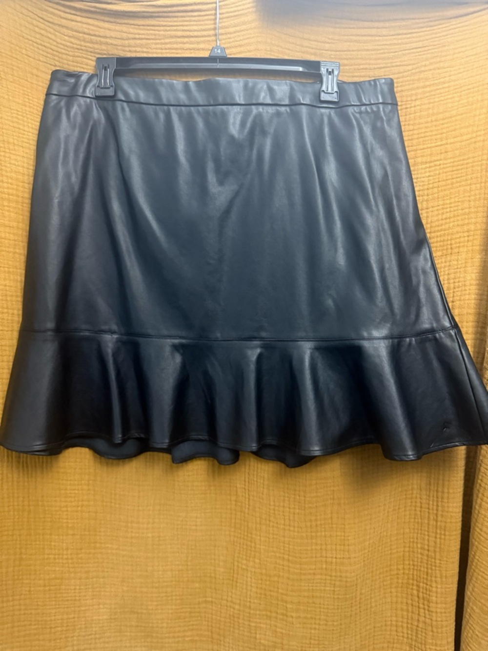 Eloquii Black Faux Leather Flared-Hem Skirt